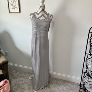 Womens Cable & Gauge Black White Striped Maxi Dress – Size M
